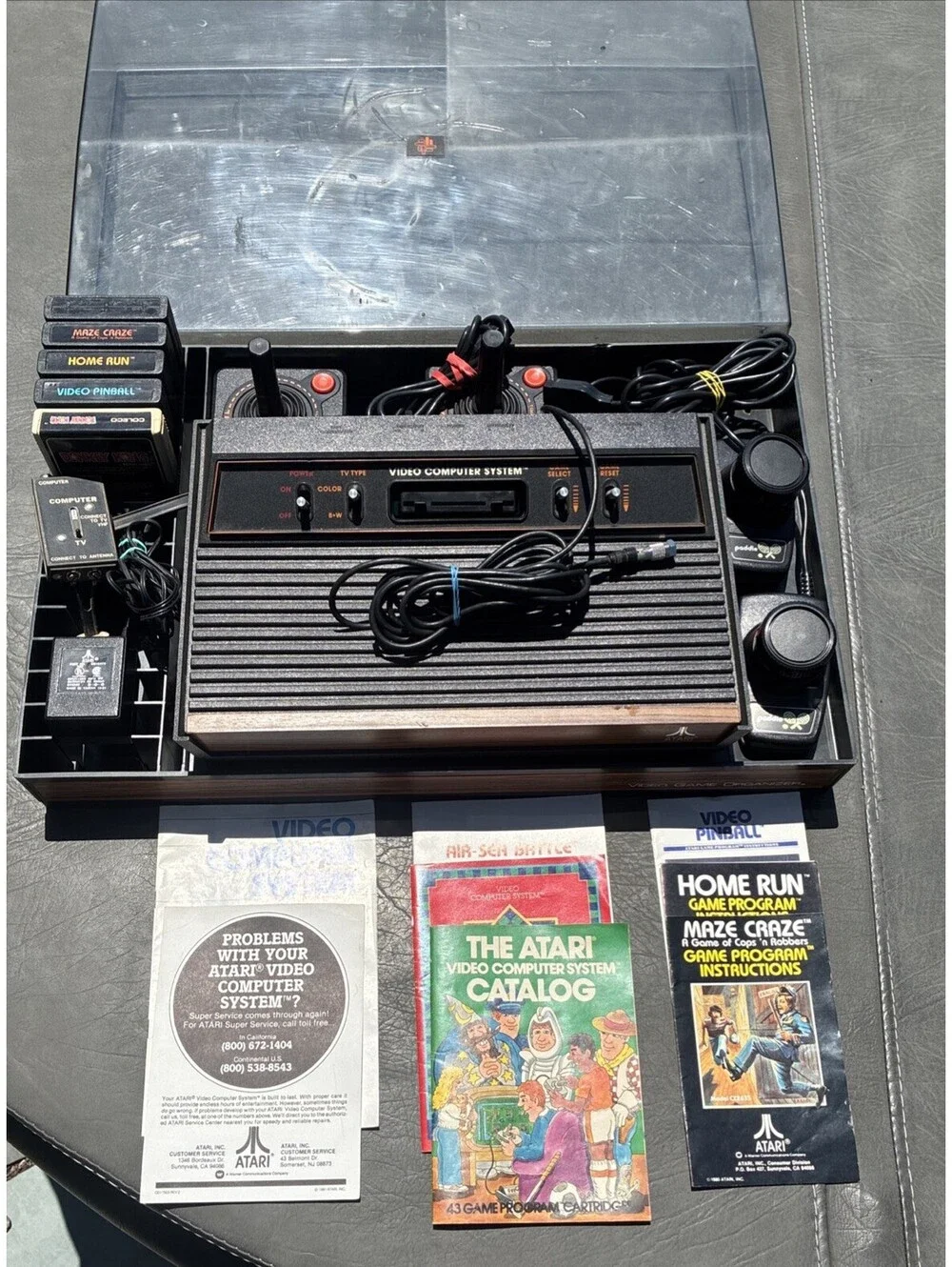 Atari 2600cx-a System Woodgrain Controller Games  & Hartzell Organizer Works